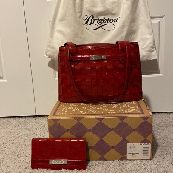 Brighton Handbags - NWOT Brighton Givernly woven red purse and wallet set